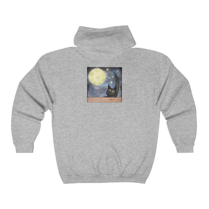 Black Cat Moonlit Window Hoodie Hoodie - Blululi