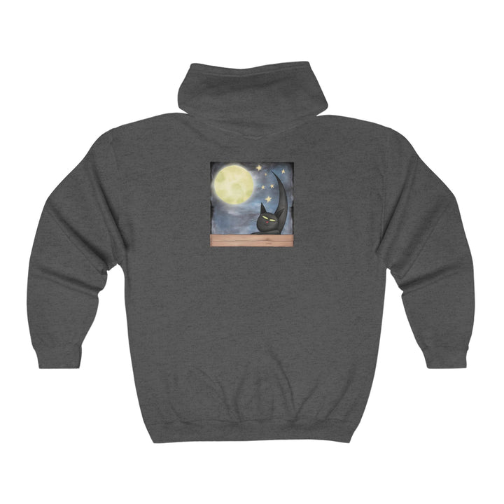 Black Cat Moonlit Window Hoodie Hoodie - Blululi