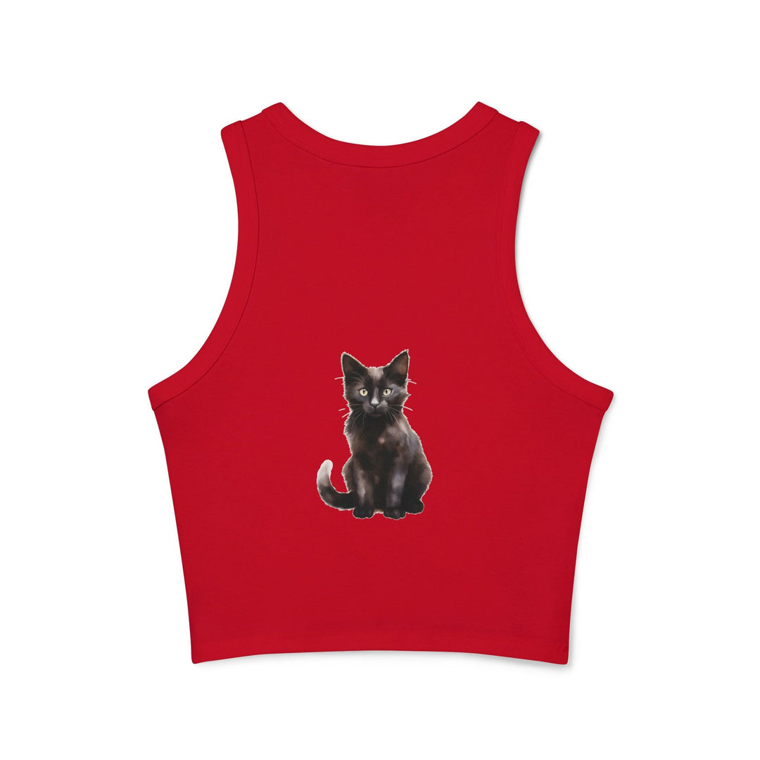 Black Cat Racerback Tank Top - Cute Kitty Design Tank Top - Blululi