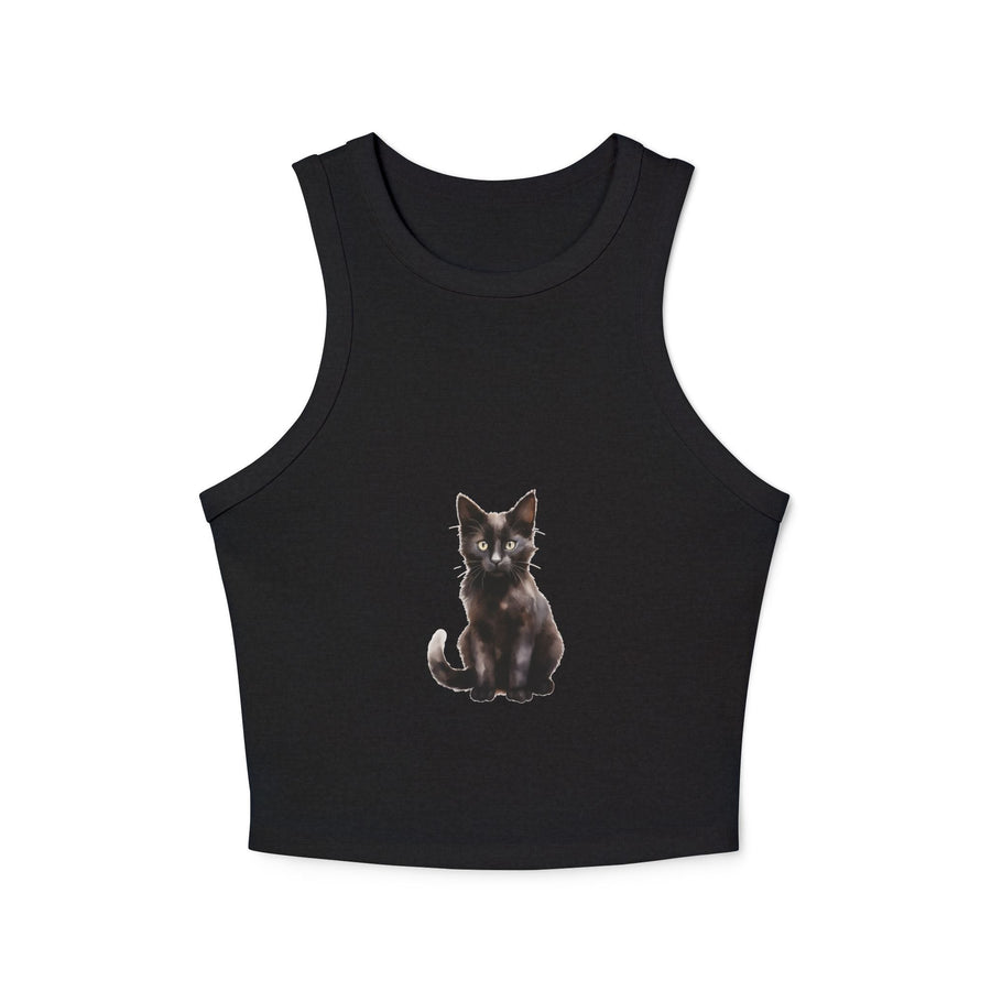 Black Cat Racerback Tank Top - Cute Kitty Design Tank Top - Blululi