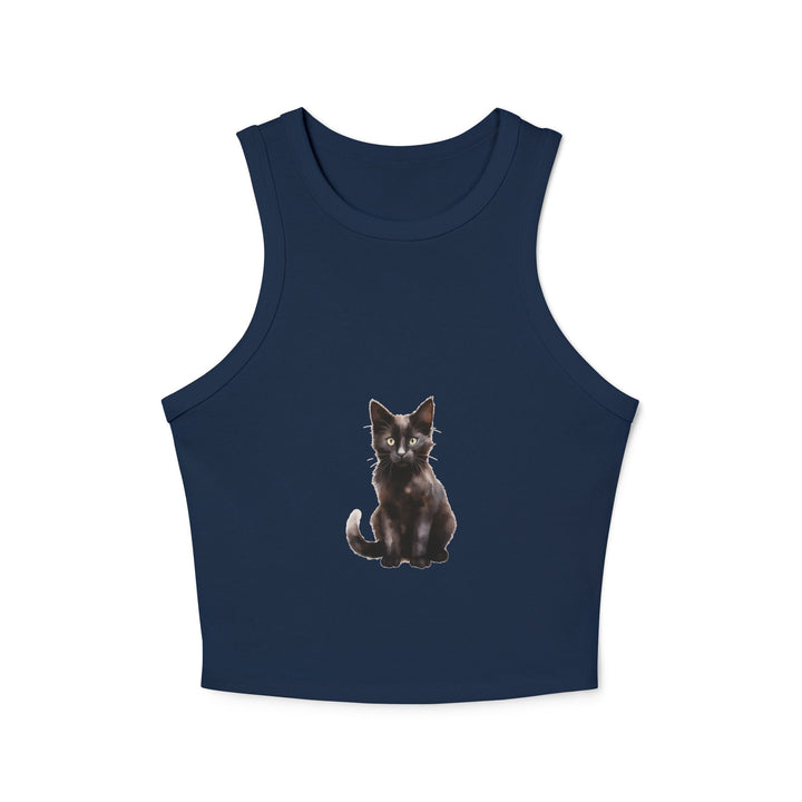 Black Cat Racerback Tank Top - Cute Kitty Design Tank Top - Blululi