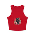 Black Cat Rose Watercolor Racerback Tank Top Tank Top - Blululi