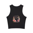Black Cat Rose Watercolor Racerback Tank Top Tank Top - Blululi