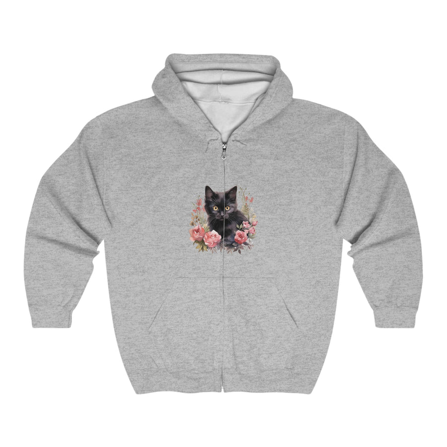 Black Cat & Roses Hoodie - Mystical Design Hoodie - Blululi