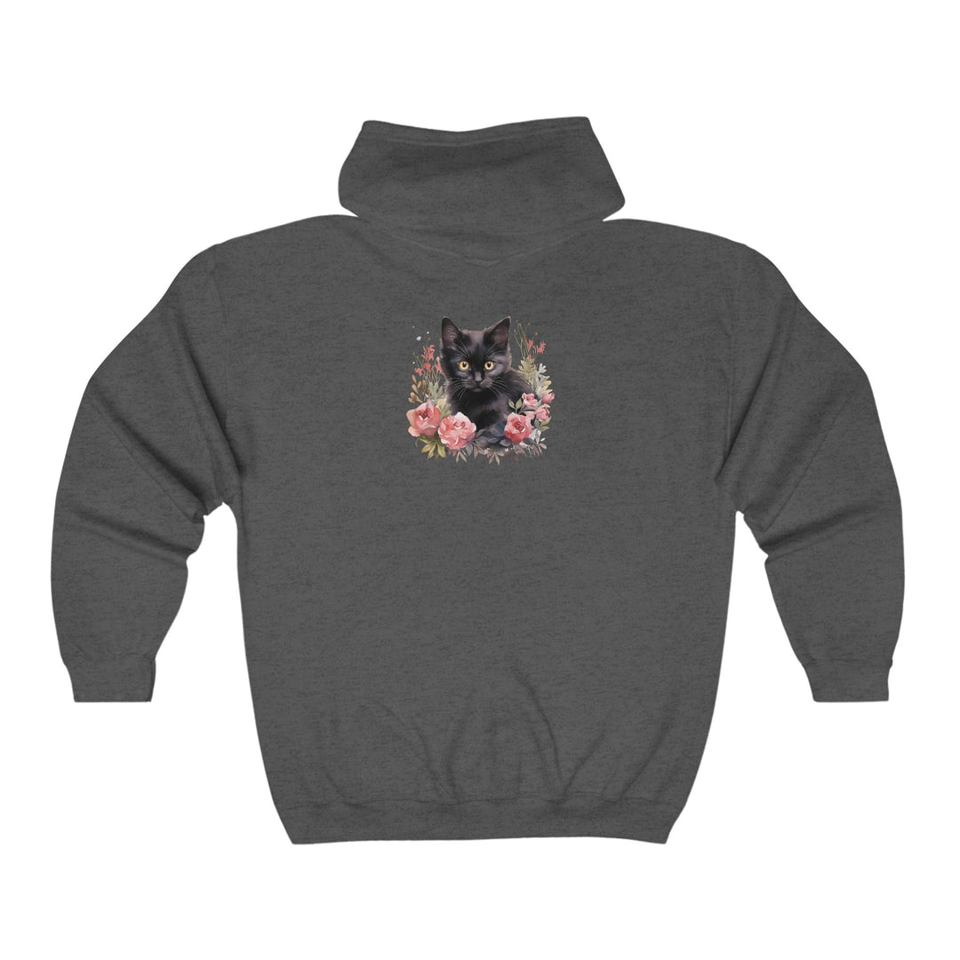 Black Cat & Roses Hoodie - Mystical Design Hoodie - Blululi