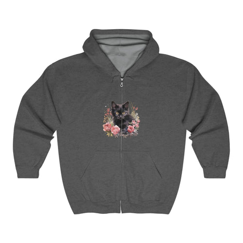 Black Cat & Roses Hoodie - Mystical Design Hoodie - Blululi