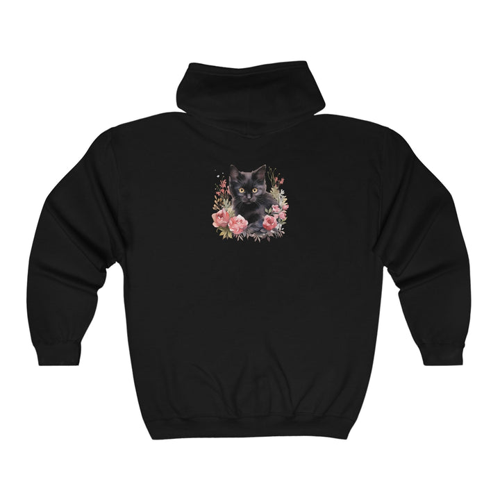 Black Cat & Roses Hoodie - Mystical Design Hoodie - Blululi