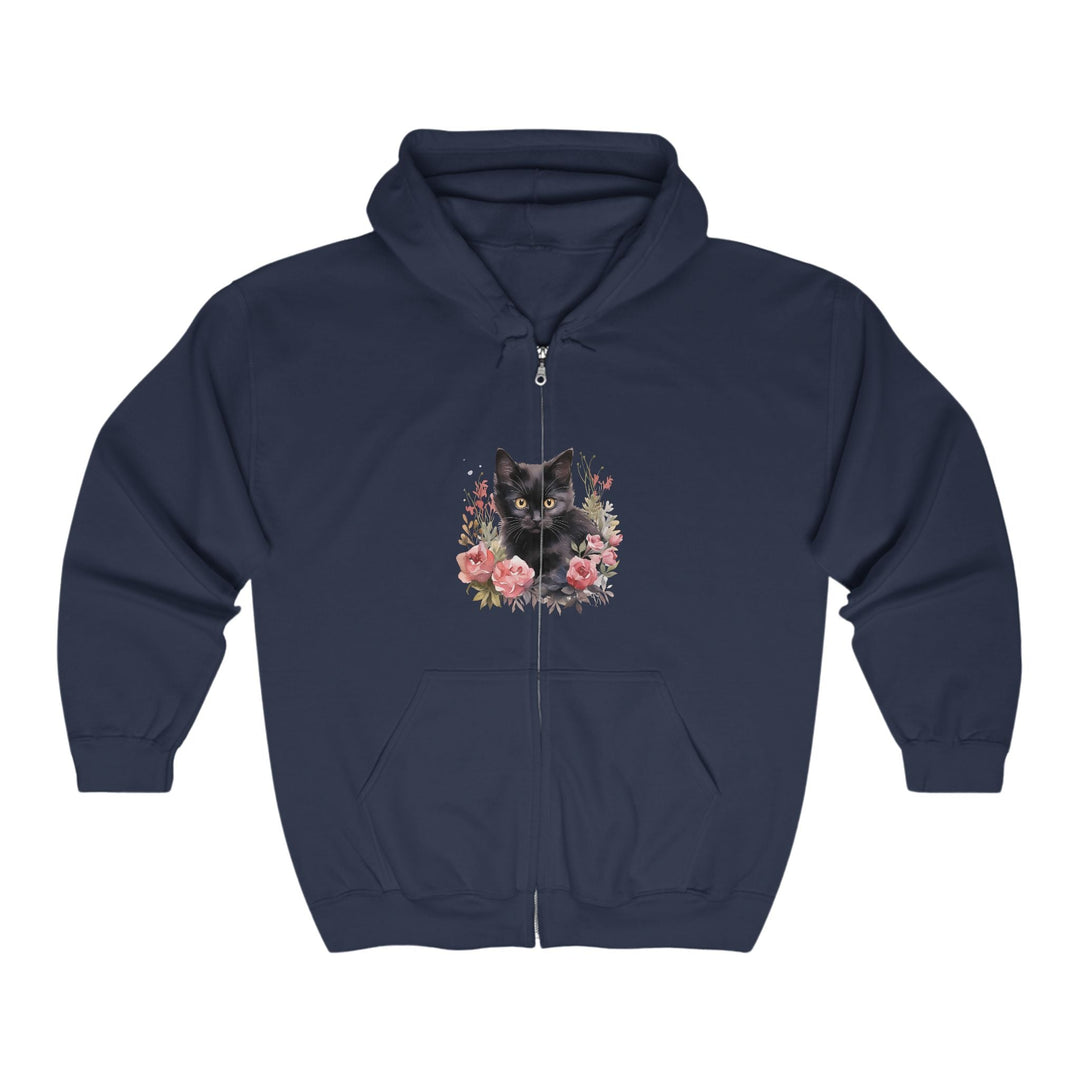 Black Cat & Roses Hoodie - Mystical Design Hoodie - Blululi