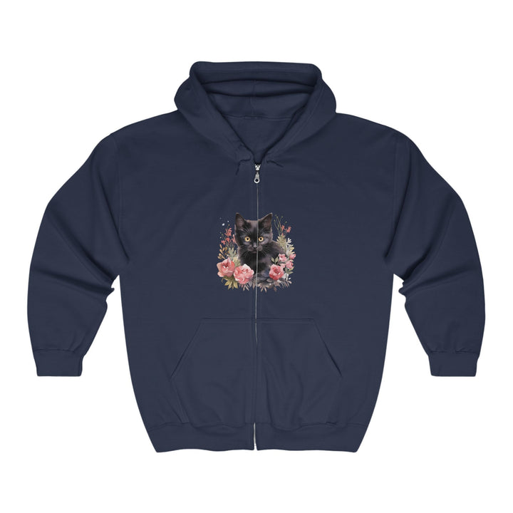 Black Cat & Roses Hoodie - Mystical Design Hoodie - Blululi