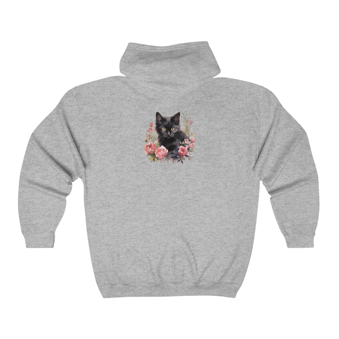 Black Cat & Roses Hoodie - Mystical Design Hoodie - Blululi