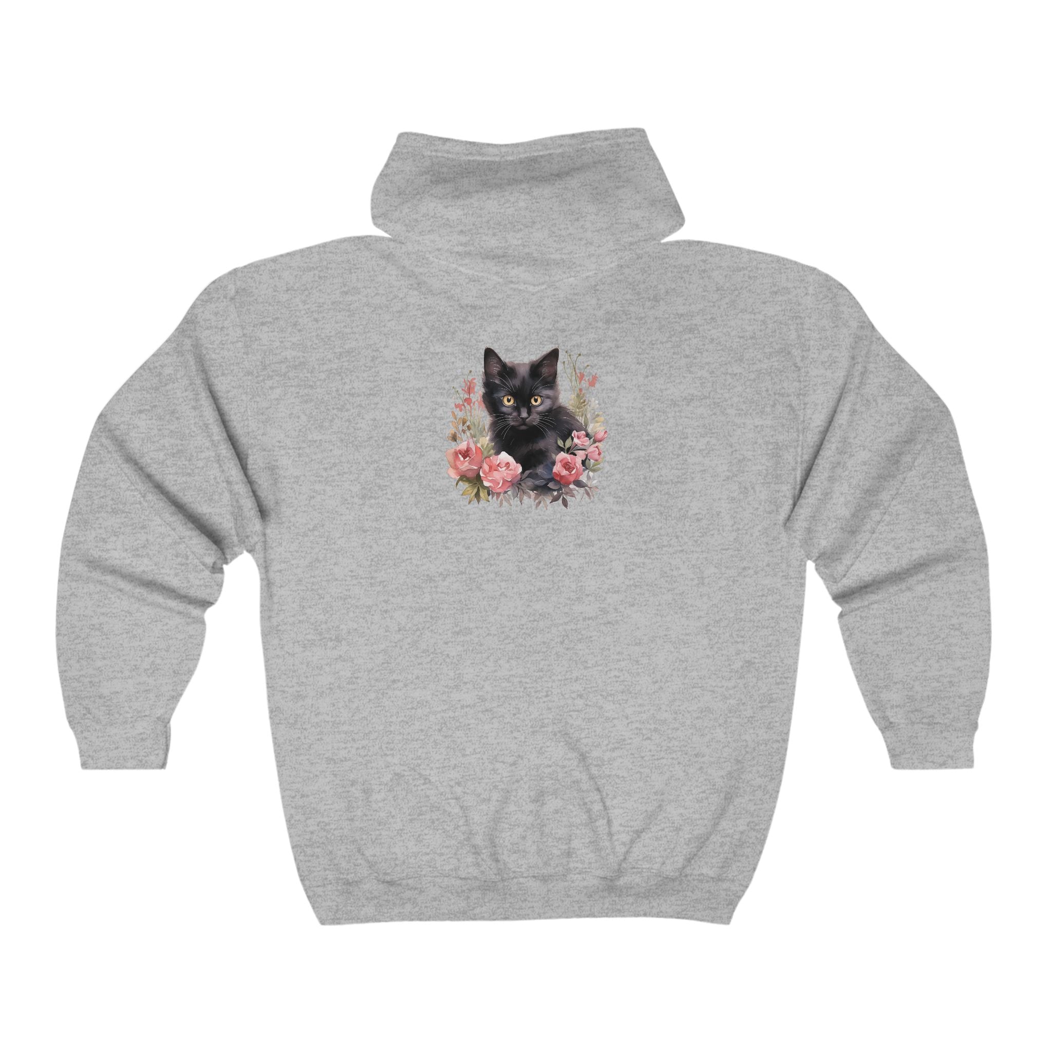 Black Cat & Roses Hoodie - Mystical Design Hoodie - Blululi