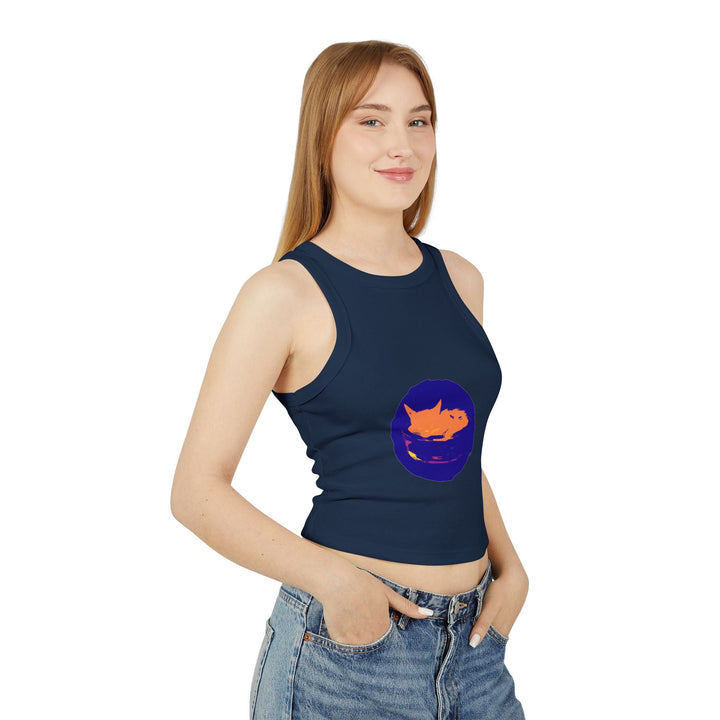 Black Cat Sleeping in Bowl Watercolor Tank Top Tank Top - Blululi