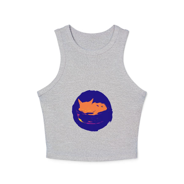 Black Cat Sleeping in Bowl Watercolor Tank Top Tank Top - Blululi