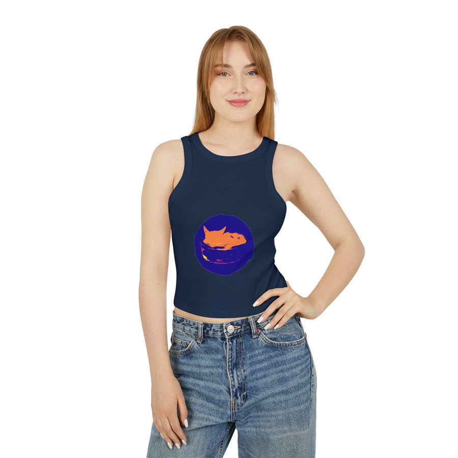 Black Cat Sleeping in Bowl Watercolor Tank Top Tank Top - Blululi