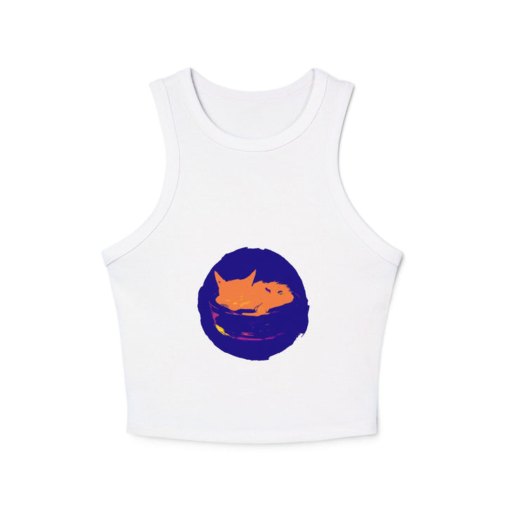 Black Cat Sleeping in Bowl Watercolor Tank Top Tank Top - Blululi