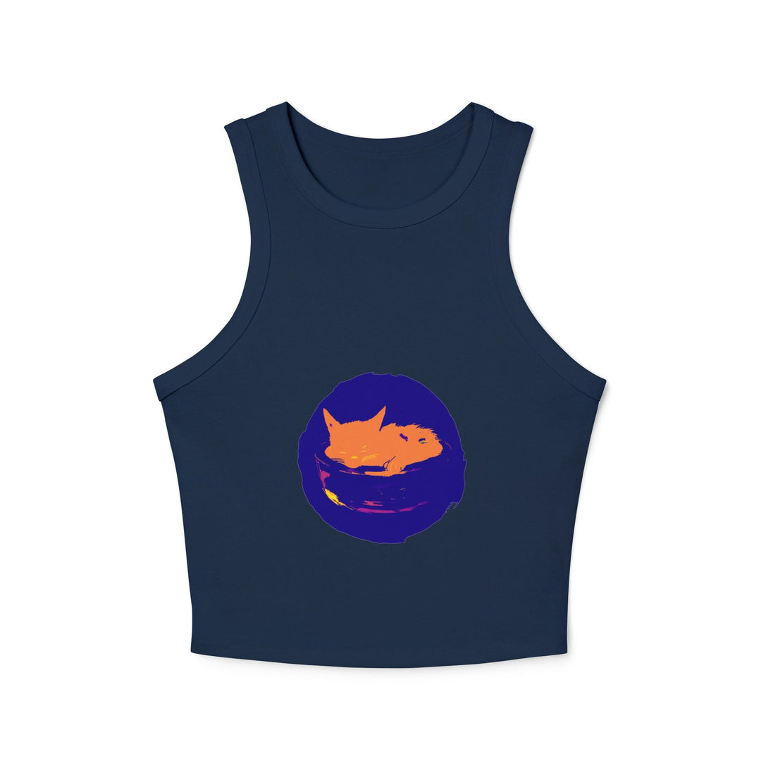 Black Cat Sleeping in Bowl Watercolor Tank Top Tank Top - Blululi