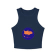 Black Cat Sleeping in Bowl Watercolor Tank Top Tank Top - Blululi
