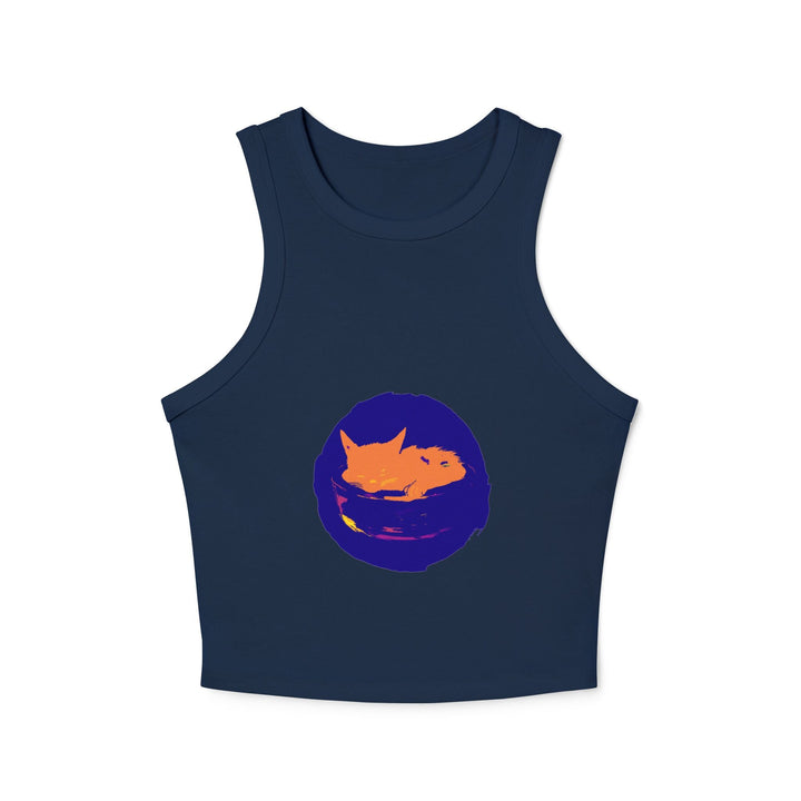 Black Cat Sleeping in Bowl Watercolor Tank Top Tank Top - Blululi