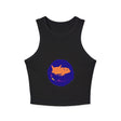Black Cat Sleeping in Bowl Watercolor Tank Top Tank Top - Blululi