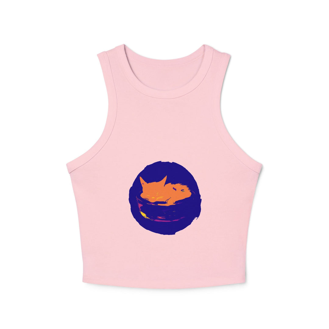 Black Cat Sleeping in Bowl Watercolor Tank Top Tank Top - Blululi