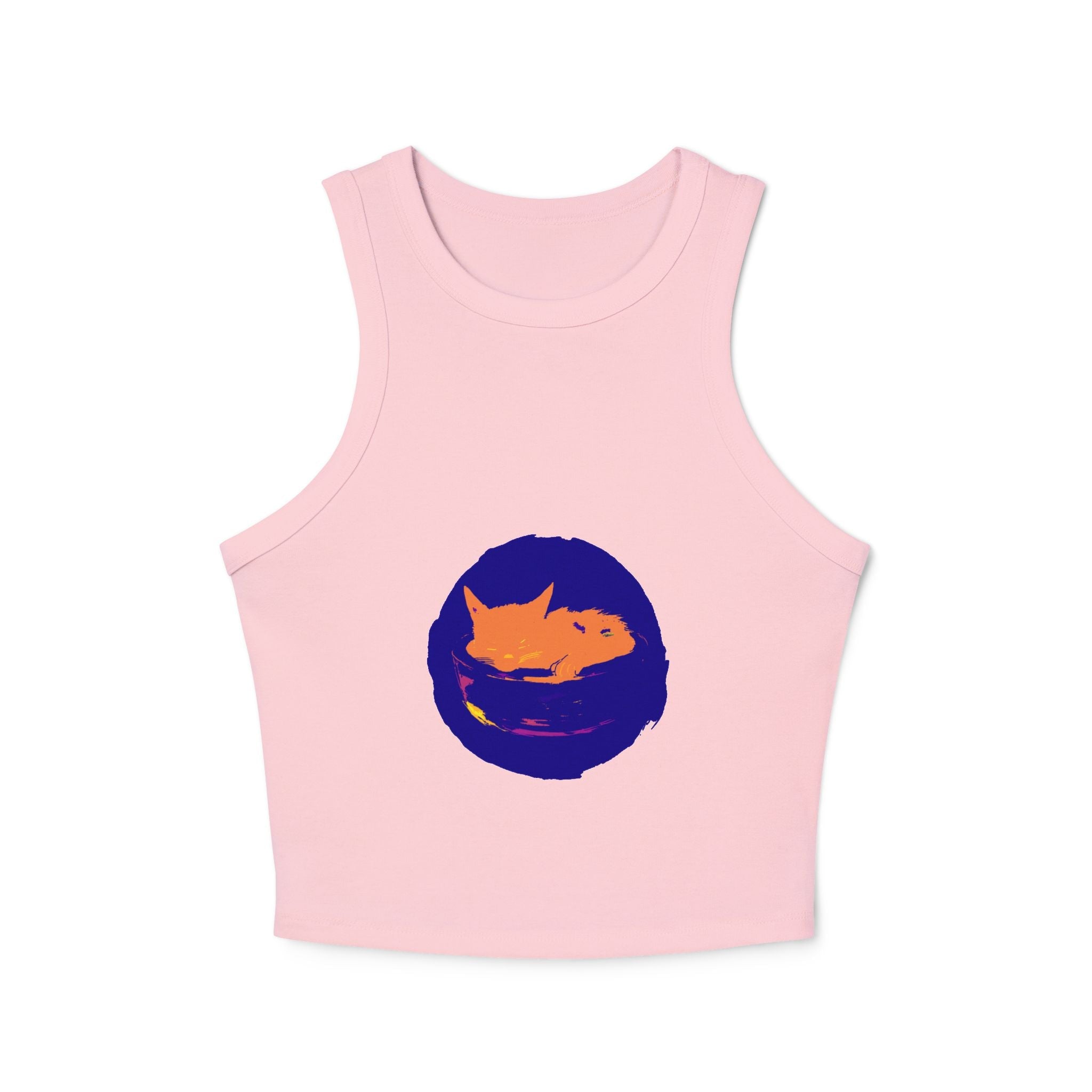 Black Cat Sleeping in Bowl Watercolor Tank Top Tank Top - Blululi