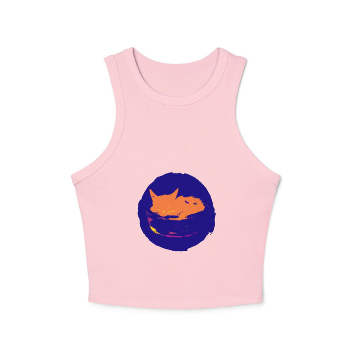 Black Cat Sleeping in Bowl Watercolor Tank Top Tank Top - Blululi