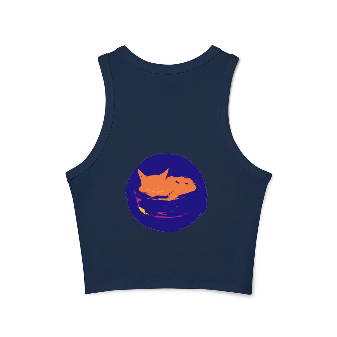 Black Cat Sleeping in Bowl Watercolor Tank Top Tank Top - Blululi