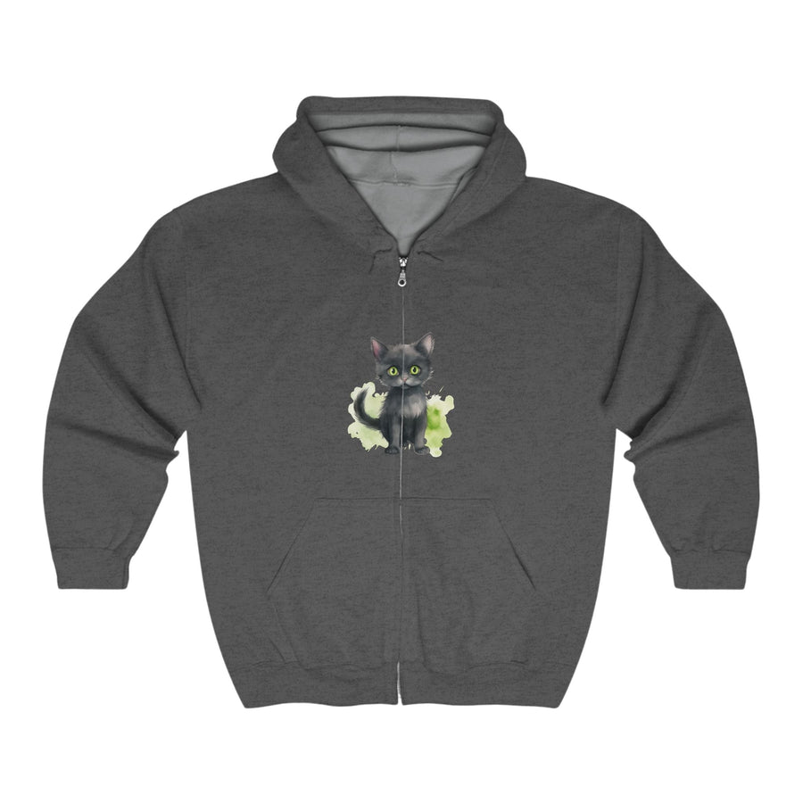 Black Cat Watercolor Hoodie - Cozy & Cute Hoodie - Blululi