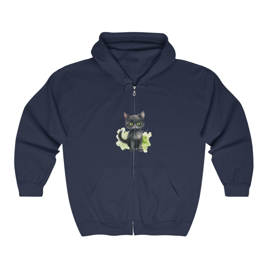 Black Cat Watercolor Hoodie - Cozy & Cute Hoodie - Blululi