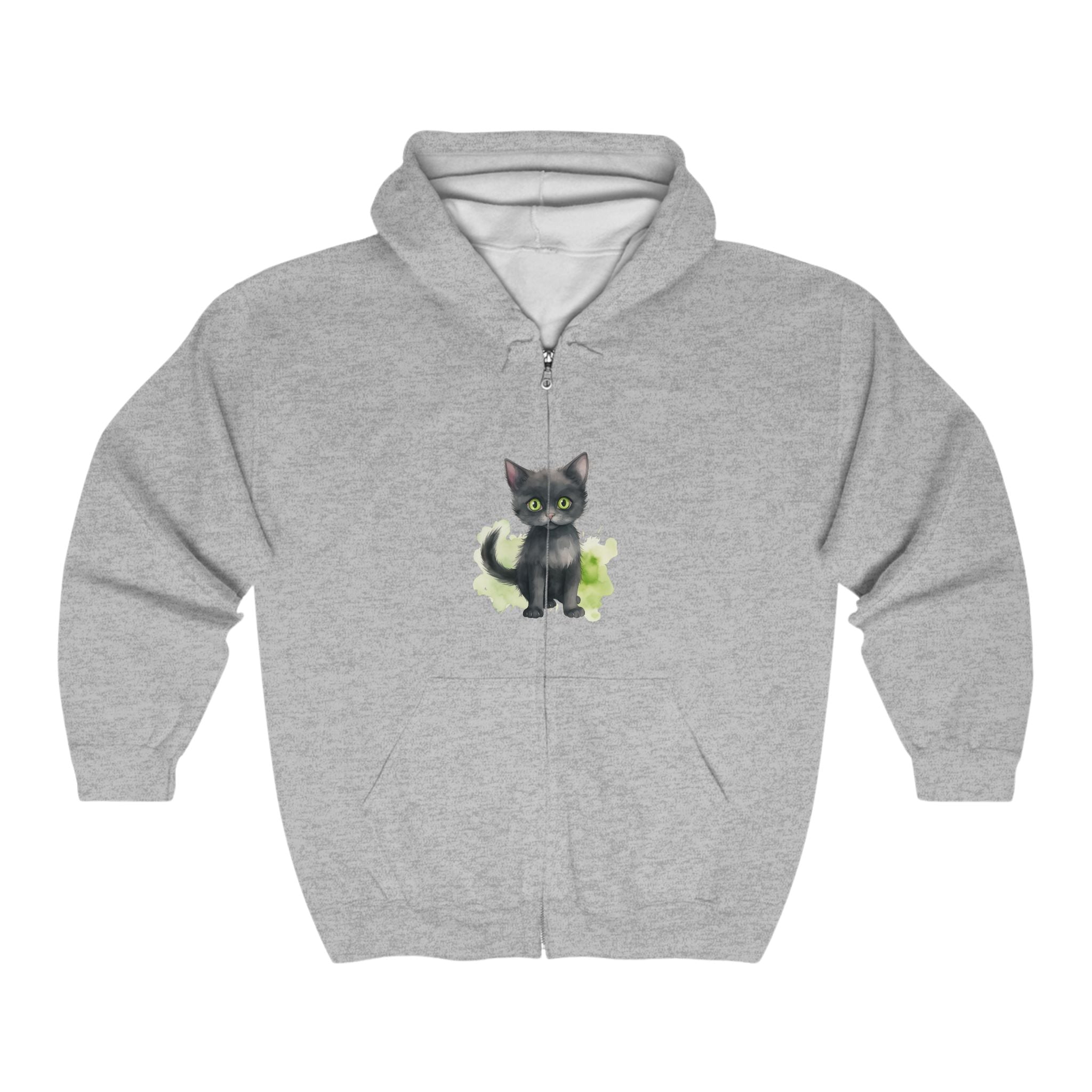 Black Cat Watercolor Hoodie - Cozy & Cute Hoodie - Blululi