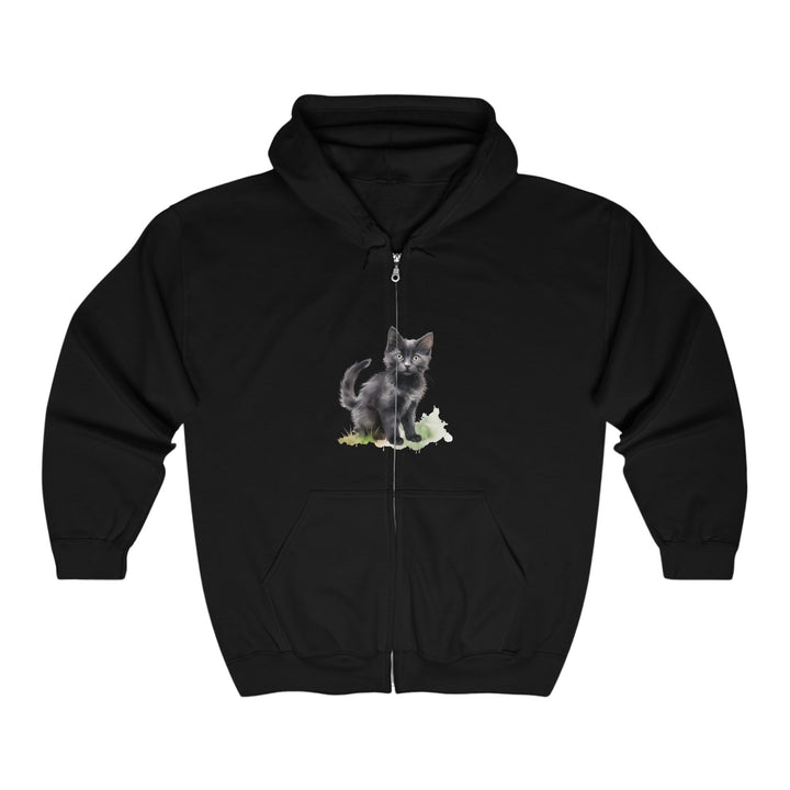 Black Cat Watercolor Hoodie - Cozy & Stylish Hoodie - Blululi