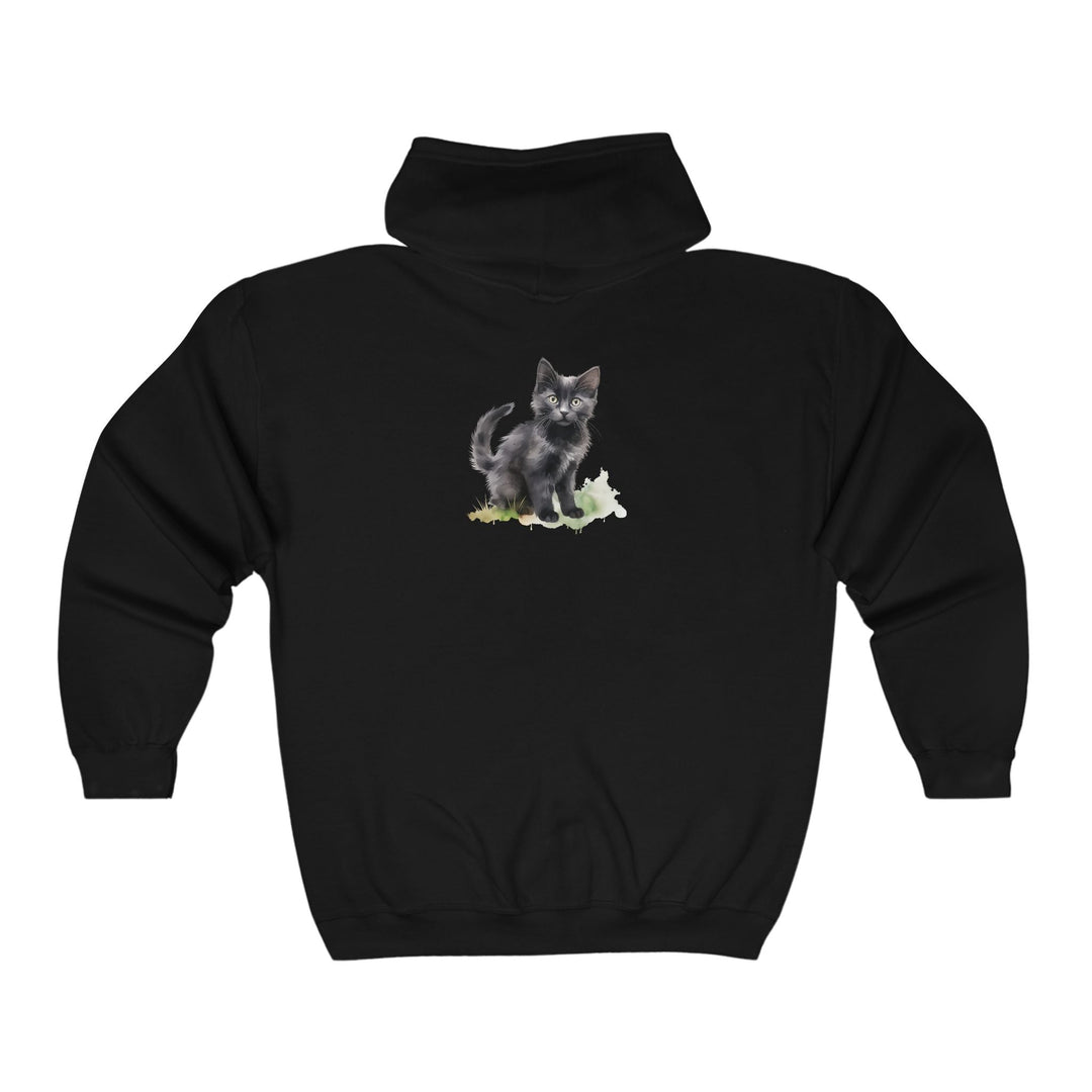 Black Cat Watercolor Hoodie - Cozy & Stylish Hoodie - Blululi