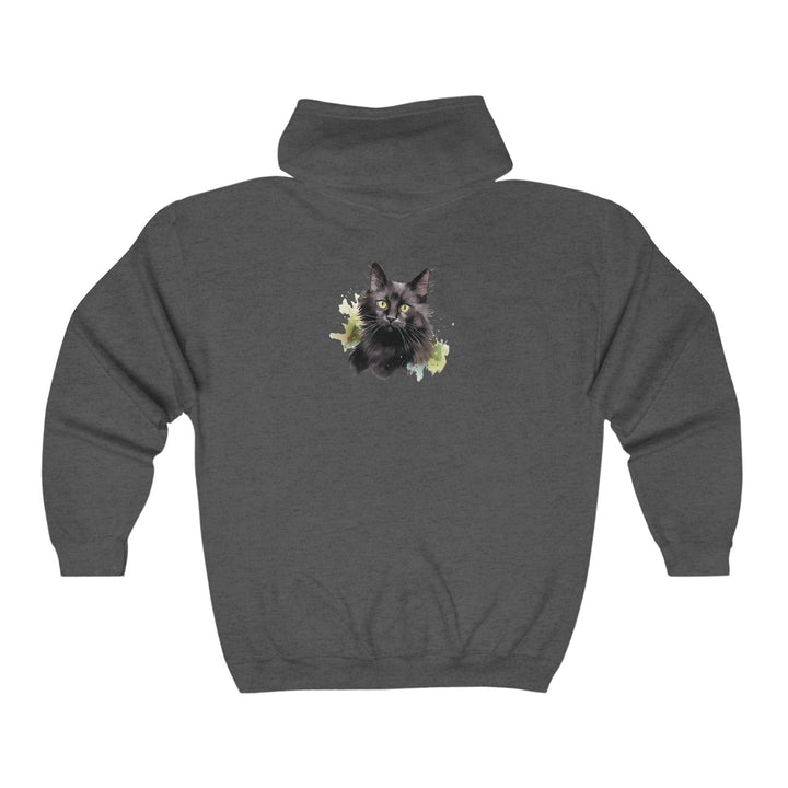 Black Cat Watercolor Hoodie - Feline Fashion Hoodie - Blululi