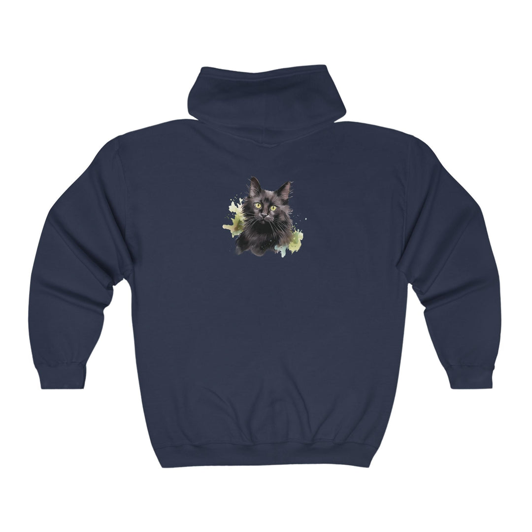 Black Cat Watercolor Hoodie - Feline Fashion Hoodie - Blululi