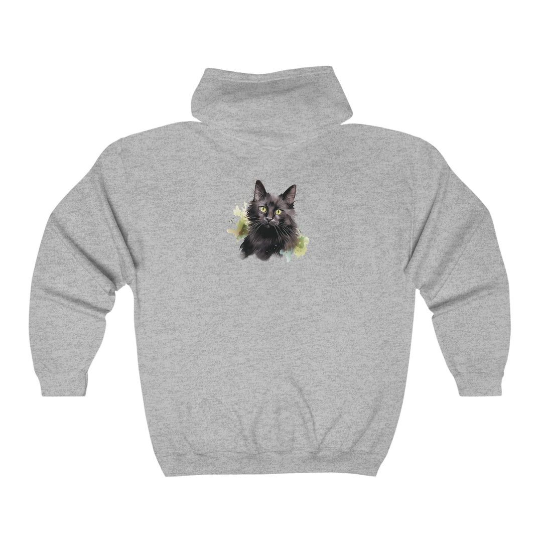 Black Cat Watercolor Hoodie - Feline Fashion Hoodie - Blululi