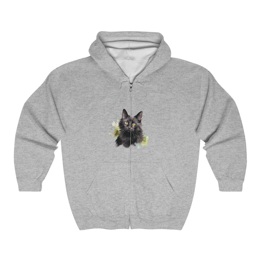 Black Cat Watercolor Hoodie - Feline Fashion Hoodie - Blululi