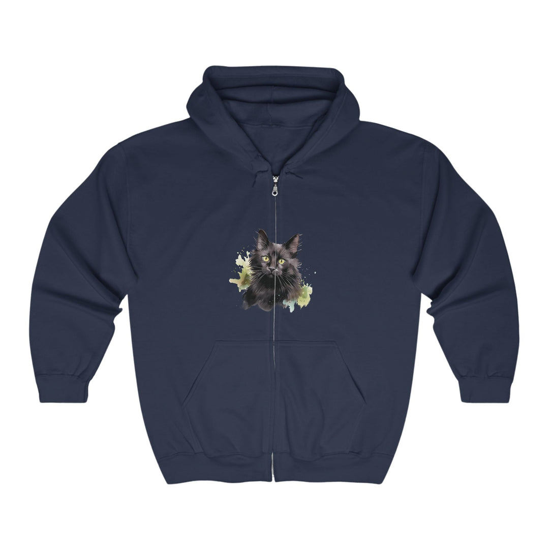 Black Cat Watercolor Hoodie - Feline Fashion Hoodie - Blululi