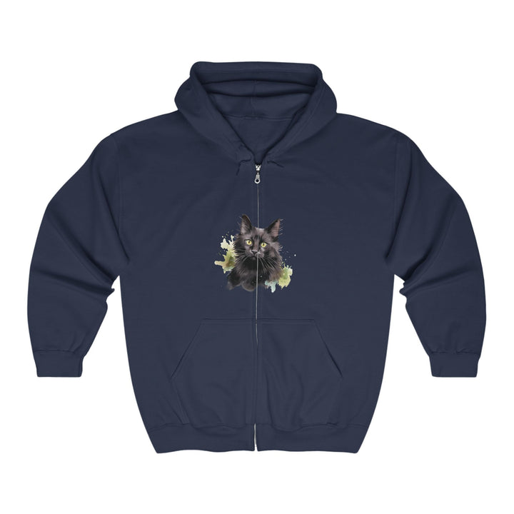 Black Cat Watercolor Hoodie - Feline Fashion Hoodie - Blululi