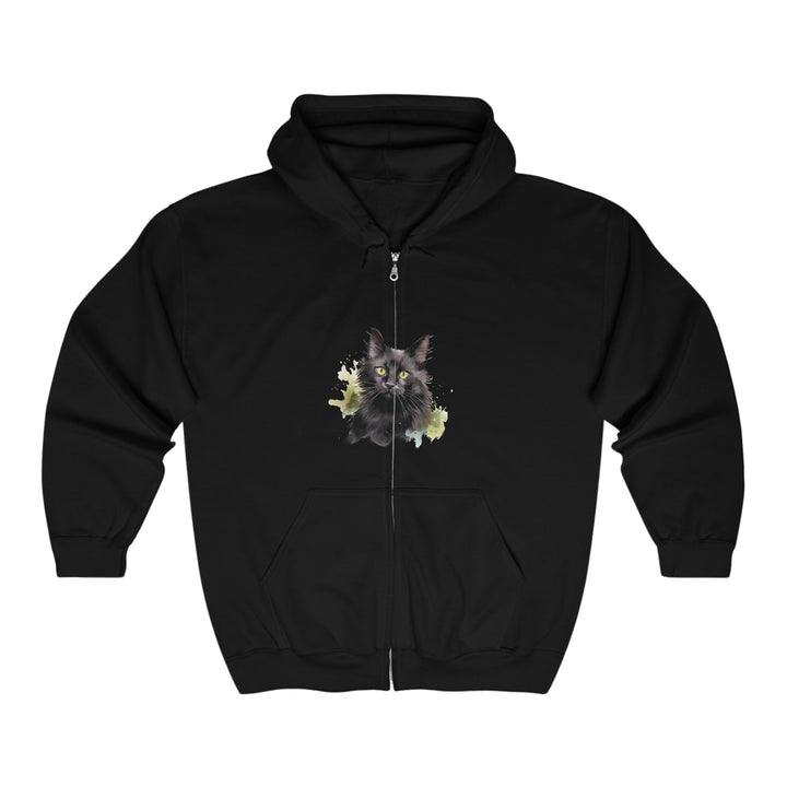 Black Cat Watercolor Hoodie - Feline Fashion Hoodie - Blululi