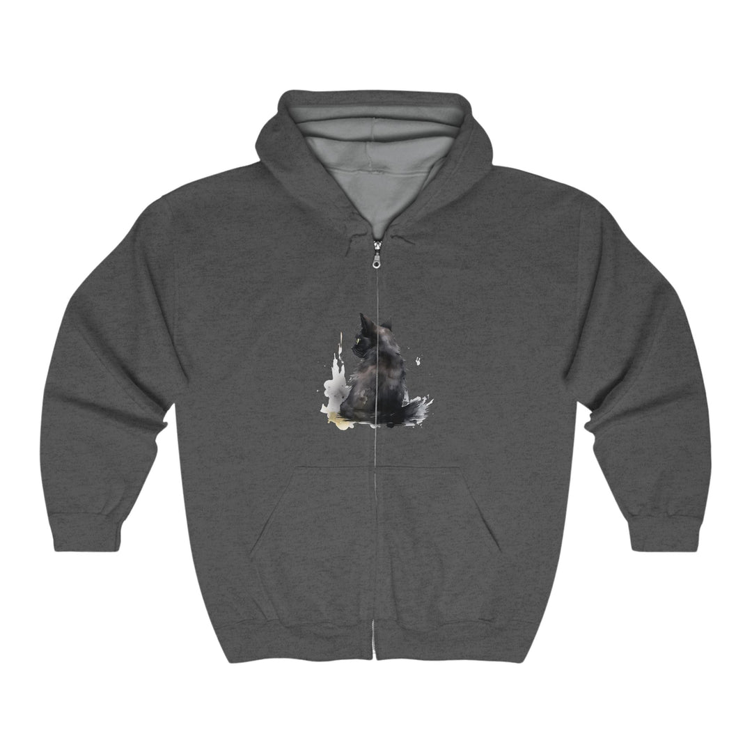 Black Cat Watercolor Hoodie - Mysterious Charm Hoodie - Blululi