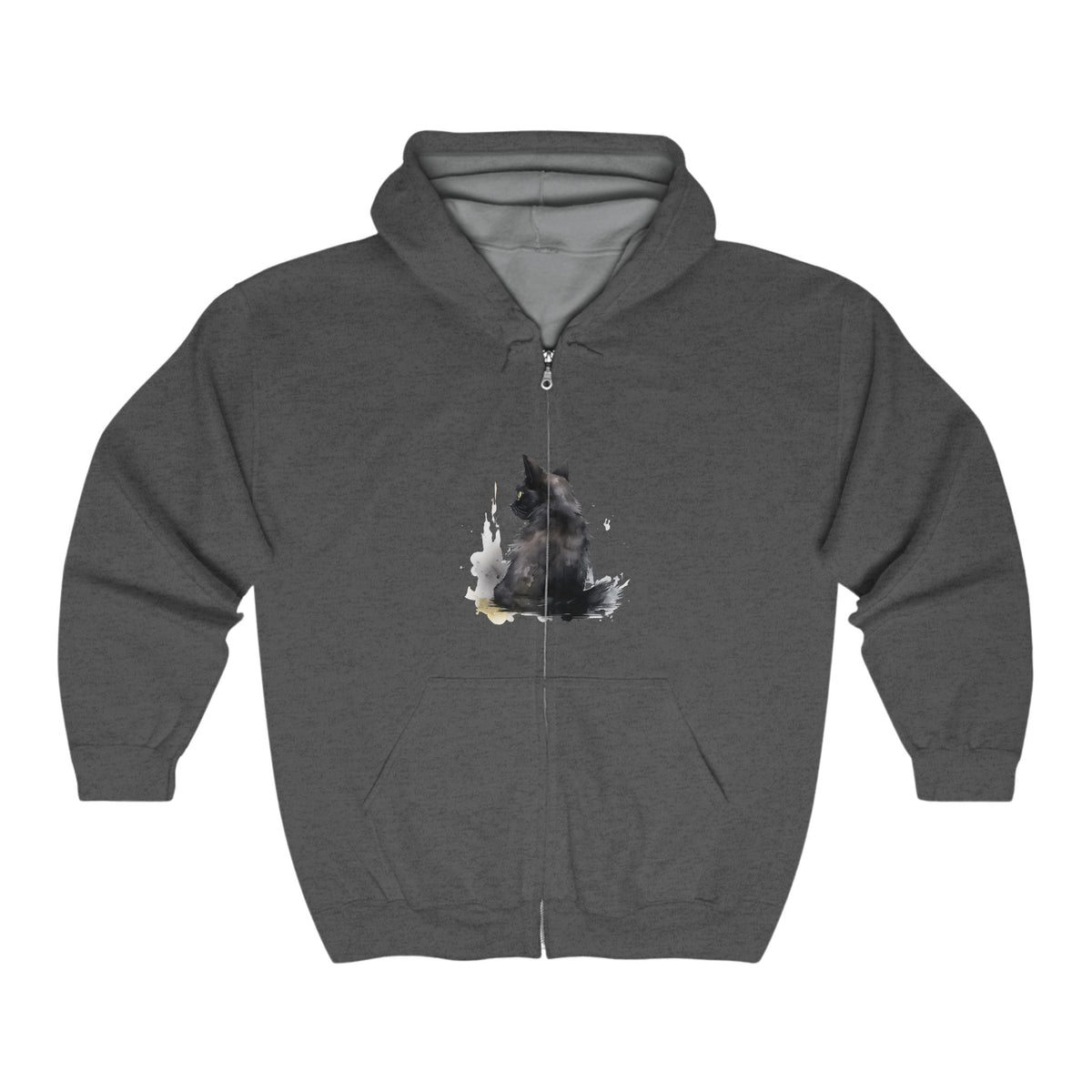 Black Cat Watercolor Hoodie - Mysterious Charm Hoodie - Blululi