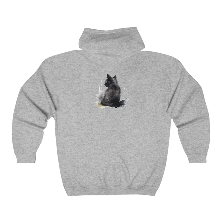 Black Cat Watercolor Hoodie - Mysterious Charm Hoodie - Blululi