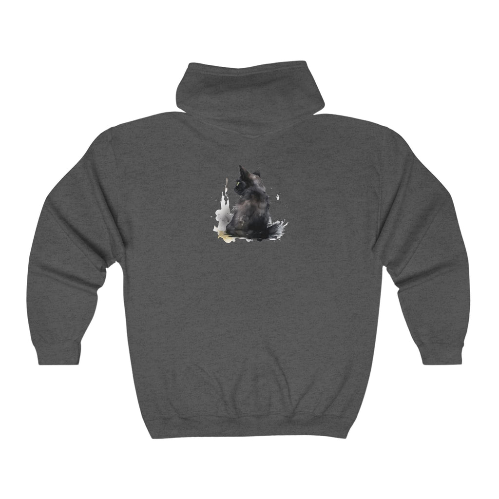 Black Cat Watercolor Hoodie - Mysterious Charm Hoodie - Blululi