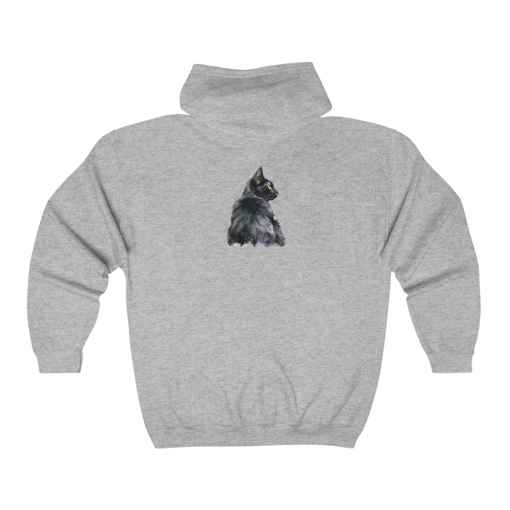 Black Cat Watercolor Hoodie - Mysterious Charm Hoodie - Blululi