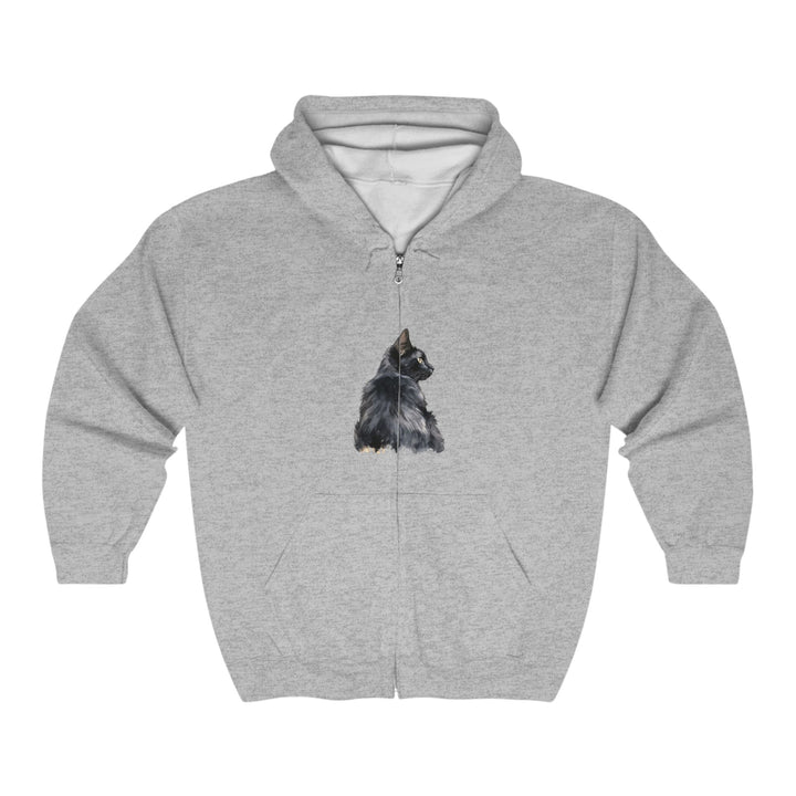 Black Cat Watercolor Hoodie - Mysterious Charm Hoodie - Blululi