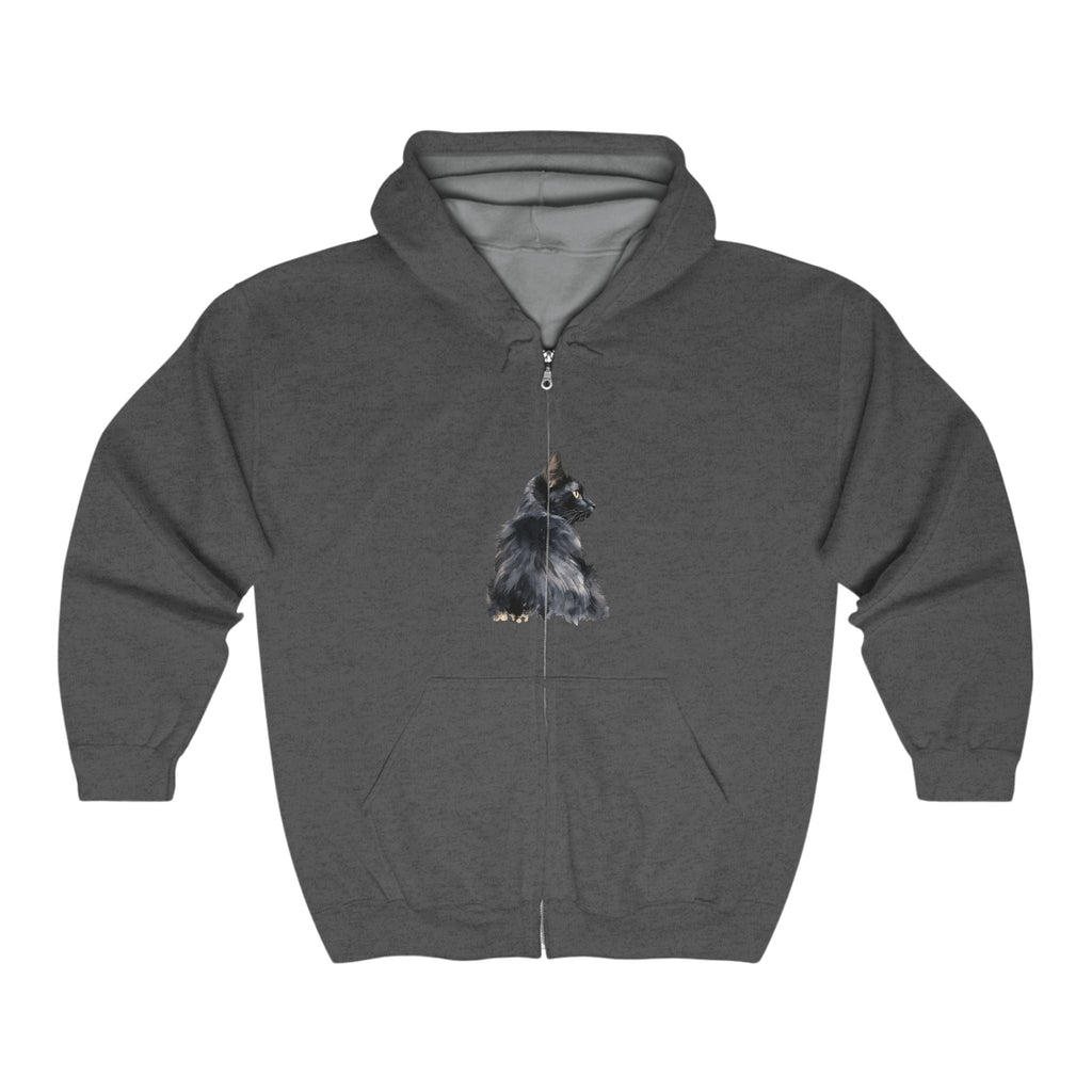 Black Cat Watercolor Hoodie - Mysterious Charm Hoodie - Blululi