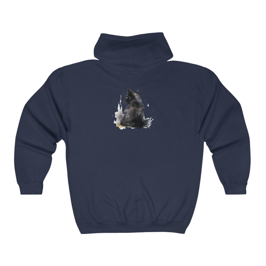 Black Cat Watercolor Hoodie - Mysterious Charm Hoodie - Blululi