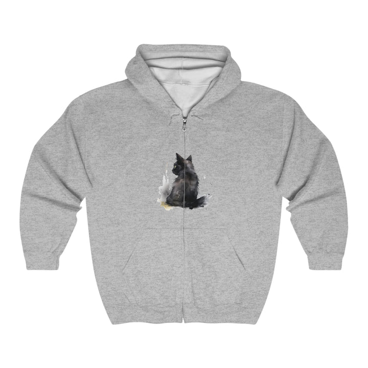 Black Cat Watercolor Hoodie - Mysterious Charm Hoodie - Blululi