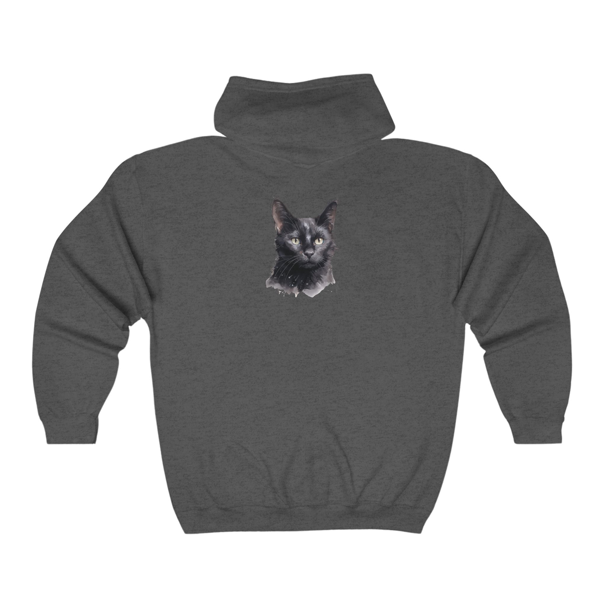 Black Cat Watercolor Hoodie - Mysterious & Cool Hoodie - Blululi