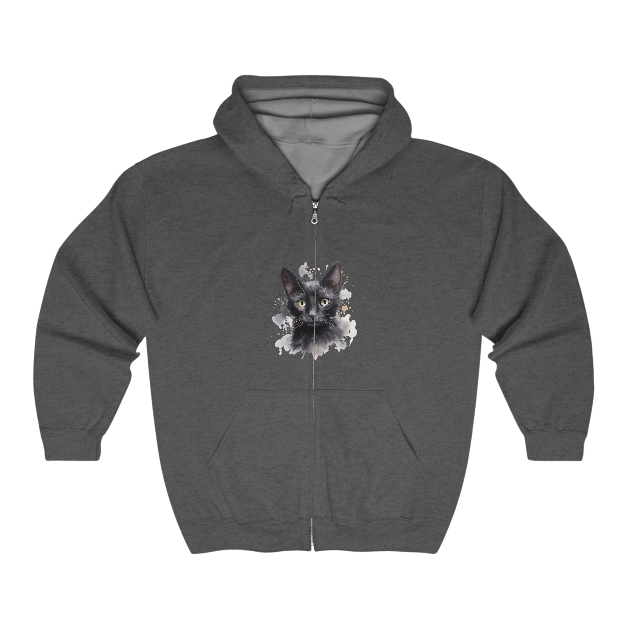 Black Cat Watercolor Hoodie - Mystical & Cool Hoodie - Blululi